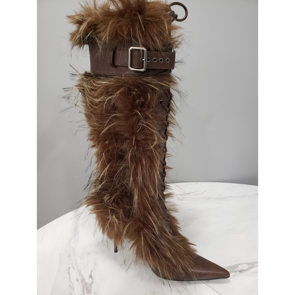 NEW SZ 9 Dolls Kill Generation Kiss FAUX FUR boots steampunk